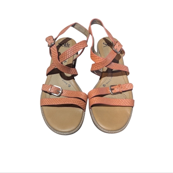 Sofft Nadie II Sandals size 8 Orange Tan Leather Strappy Resortwear Comfy - Picture 3 of 5
